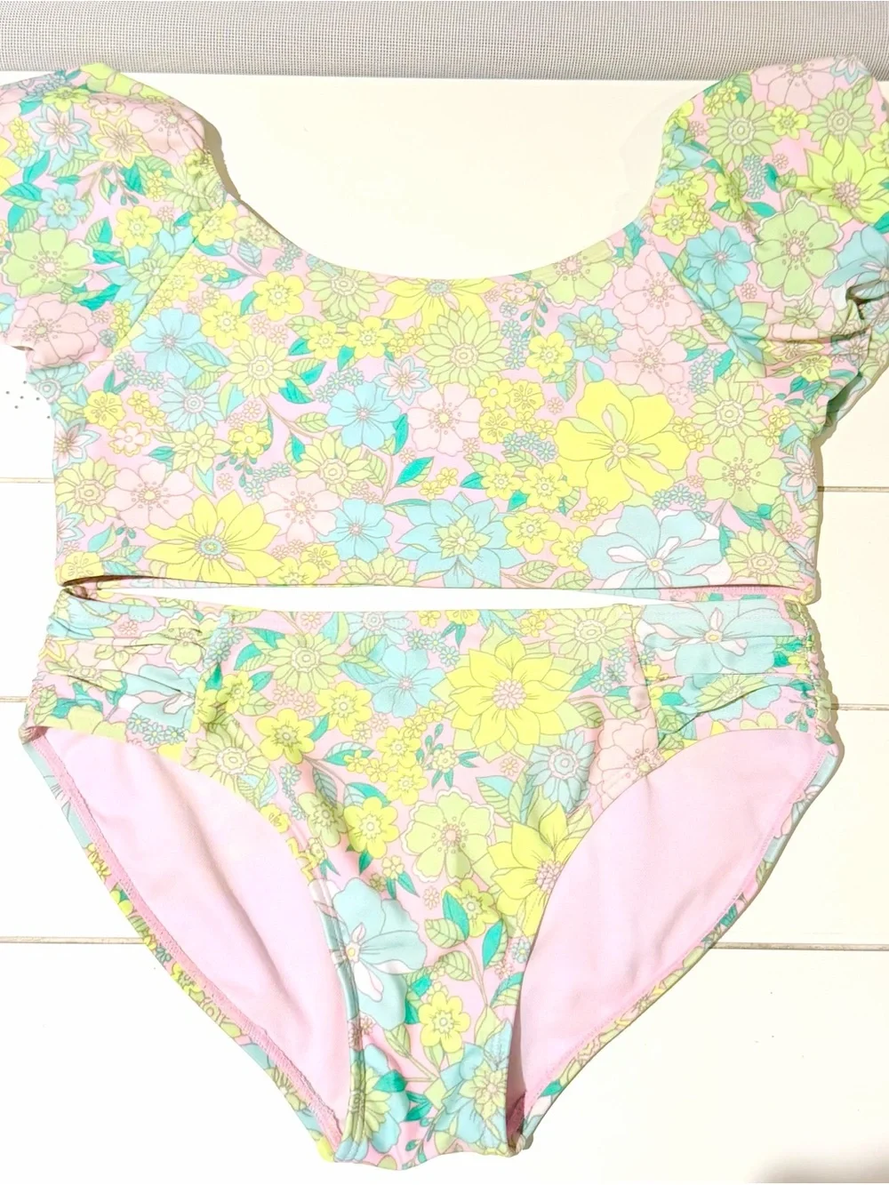 Cat & Jack Swimsuit two piece Floral size 10-12